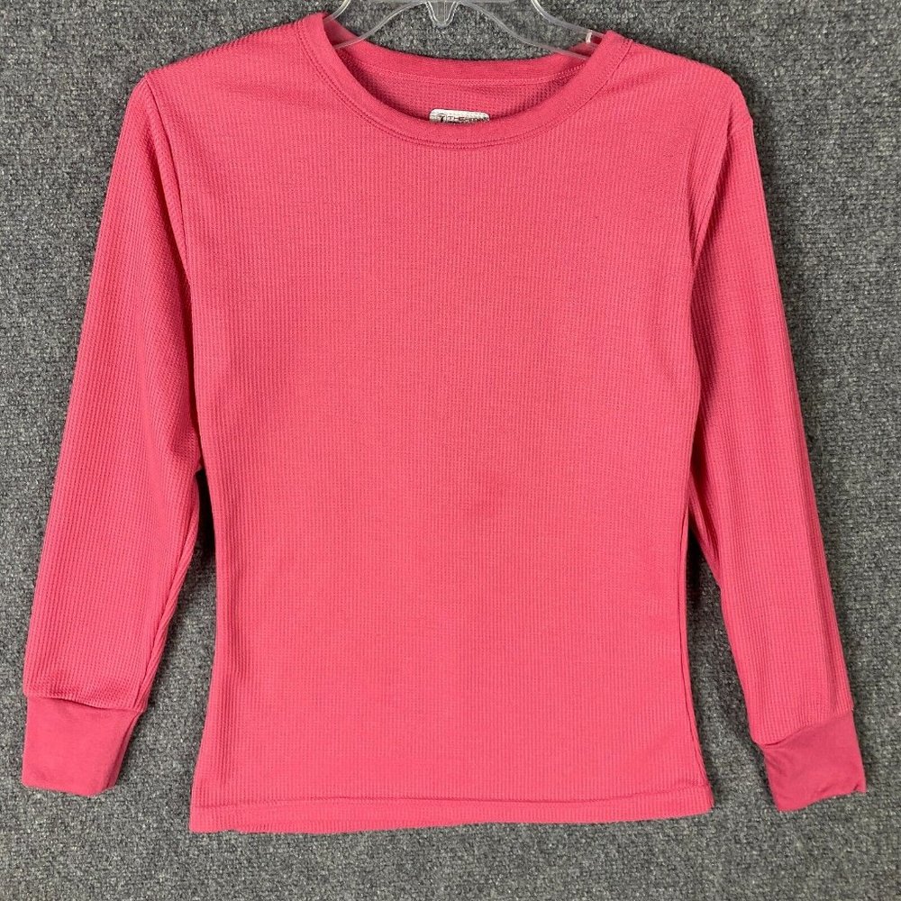 Therma Tek Top Women's Medium Waffle Knit Purple 100% Cotton Long Sleeve M